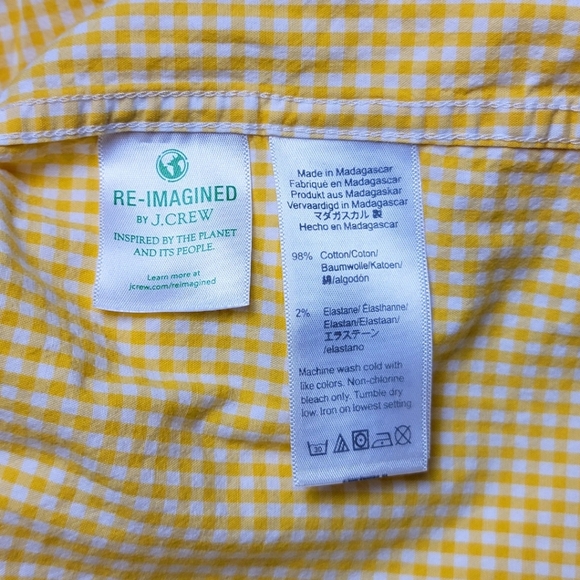 J. Crew Yellow Gingham Long Sleeve Button-Down Shirt S - Picture 5 of 6